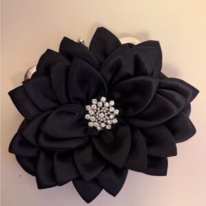 Elegant Black Floral Satin Clutch